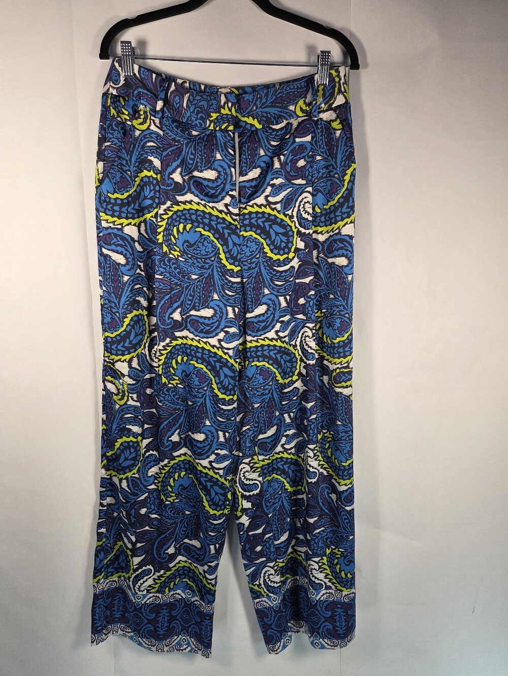 Ella Blue and Yellow Paisley Wide-Leg Trousers
